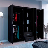 Closet Bariloche Wengue 200x200cm con Dos Cajones y Seis Puertas - CLOSETS | Bylmo