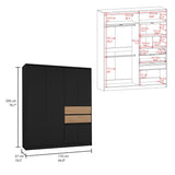 Armario Austin Wengue Moderno 170x200 cm con Tres Entrepaños y Cinco Puertas - CLOSETS | Bylmo