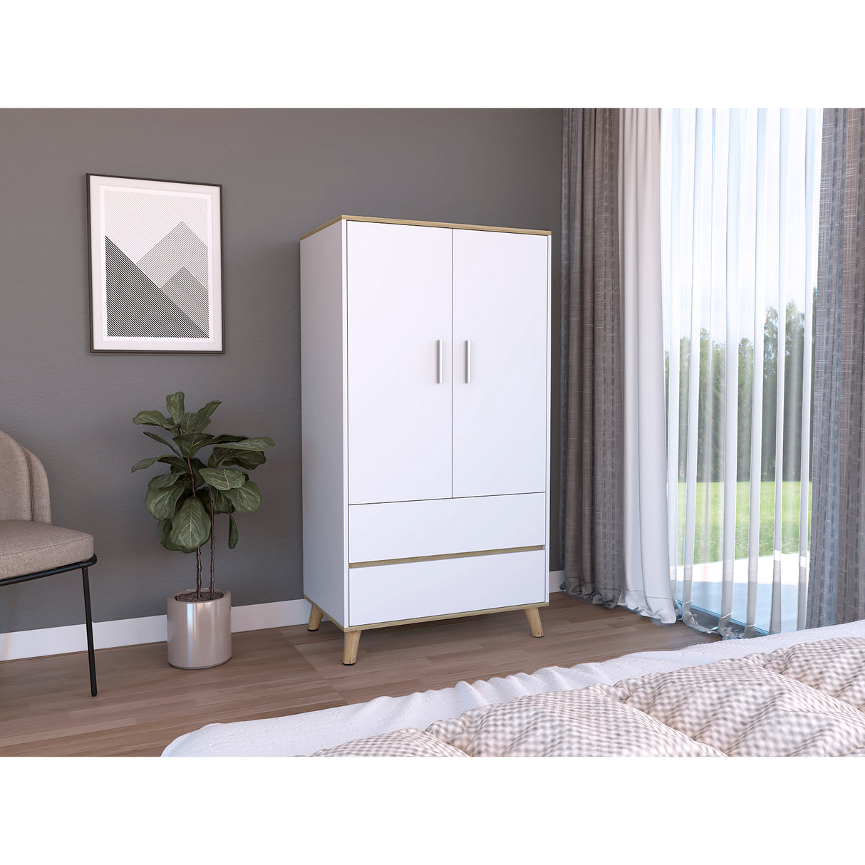 Closet Bi Color 80x150cm Blanco con Dos Cajones Moderno - CLOSETS | Bylmo