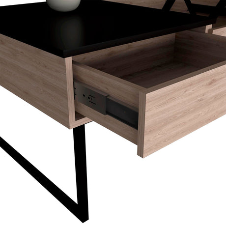 Mesa de Centro Extensible Funcentral Ceniza Wengue 101.5x45.7cm con Un Cajón - Mesas de Centro | Bylmo