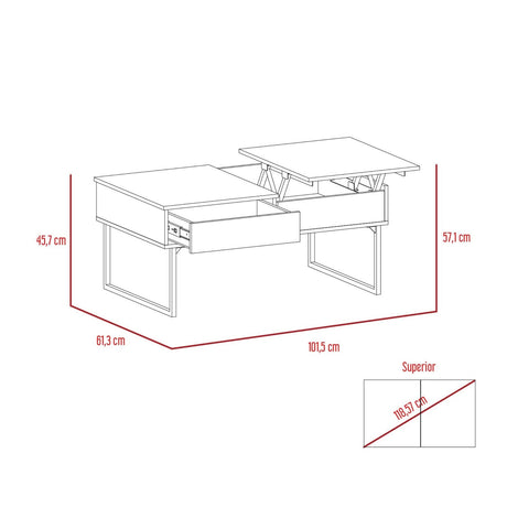 Mesa de Centro Extensible Funcentral Ceniza Wengue 101.5x45.7cm con Un Cajón - Mesas de Centro | Bylmo