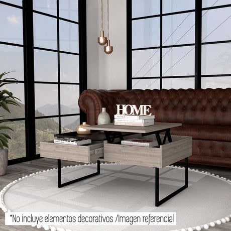 Mesa de Centro Extensible Funcentral Ceniza Wengue 101.5x45.7cm con Un Cajón - Mesas de Centro | Bylmo