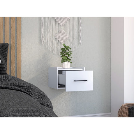 Mesa de Noche Boa 35x25cm Blanco con Un Cajón - Mesas de Noche | Bylmo