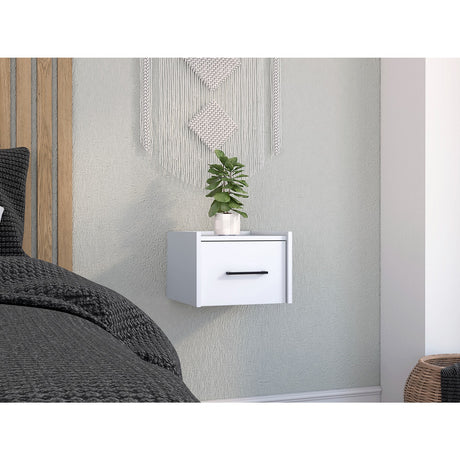 Mesa de Noche Boa 35x25cm Blanco con Un Cajón - Mesas de Noche | Bylmo