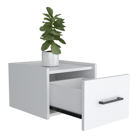 Mesa de Noche Boa 35x25cm Blanco con Un Cajón - Mesas de Noche | Bylmo