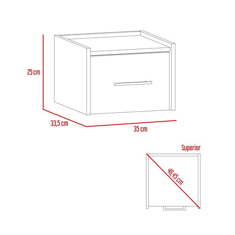 Mesa de Noche Boa 35x25cm Blanco con Un Cajón - Mesas de Noche | Bylmo