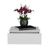 Mesa de Noche Milano Flotante 40x13cm Blanco Minimalista con Un Cajón - Mesas de Noche | Bylmo