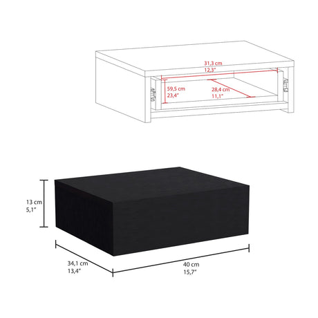 Mesa de Noche Milano Flotante 40x13cm Wengue Minimalista con Un Cajón - Mesas de Noche | Bylmo