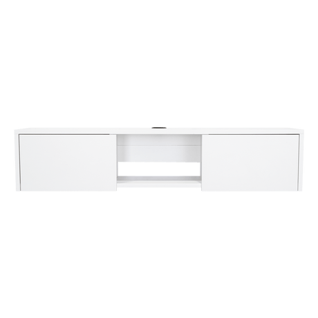 Repisa para TV Glen 125.1x26.8cm Blanco Flotante con Dos Cajones - Muebles de TV | Bylmo