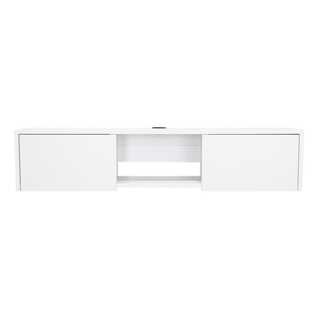 Repisa para TV Glen 125.1x26.8cm Blanco Flotante con Dos Cajones