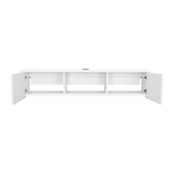 Repisa para TV Glen 125.1x26.8cm Blanco Flotante con Dos Cajones - Muebles de TV | Bylmo