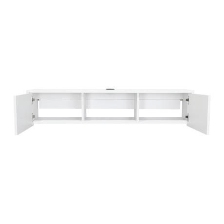 Repisa para TV Glen 125.1x26.8cm Blanco Flotante con Dos Cajones