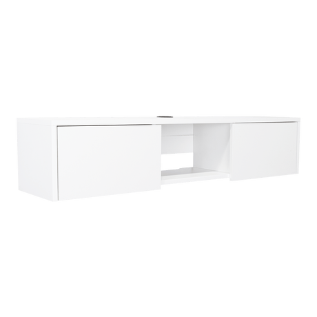 Repisa para TV Glen 125.1x26.8cm Blanco Flotante con Dos Cajones