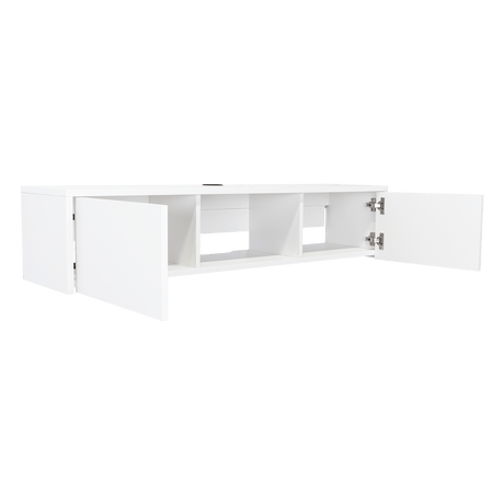 Repisa para TV Glen 125.1x26.8cm Blanco Flotante con Dos Cajones