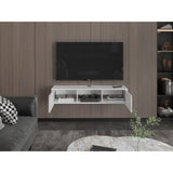 Repisa para TV Glen 125.1x26.8cm Blanco Flotante con Dos Cajones - Muebles de TV | Bylmo