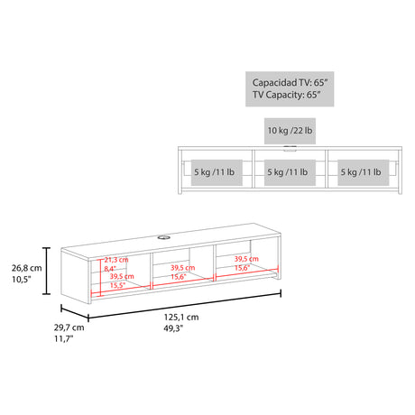 Repisa para TV Glen 125.1x26.8cm Macadamia Flotante para TV Más de 85 pulgadas - Muebles de TV | Bylmo