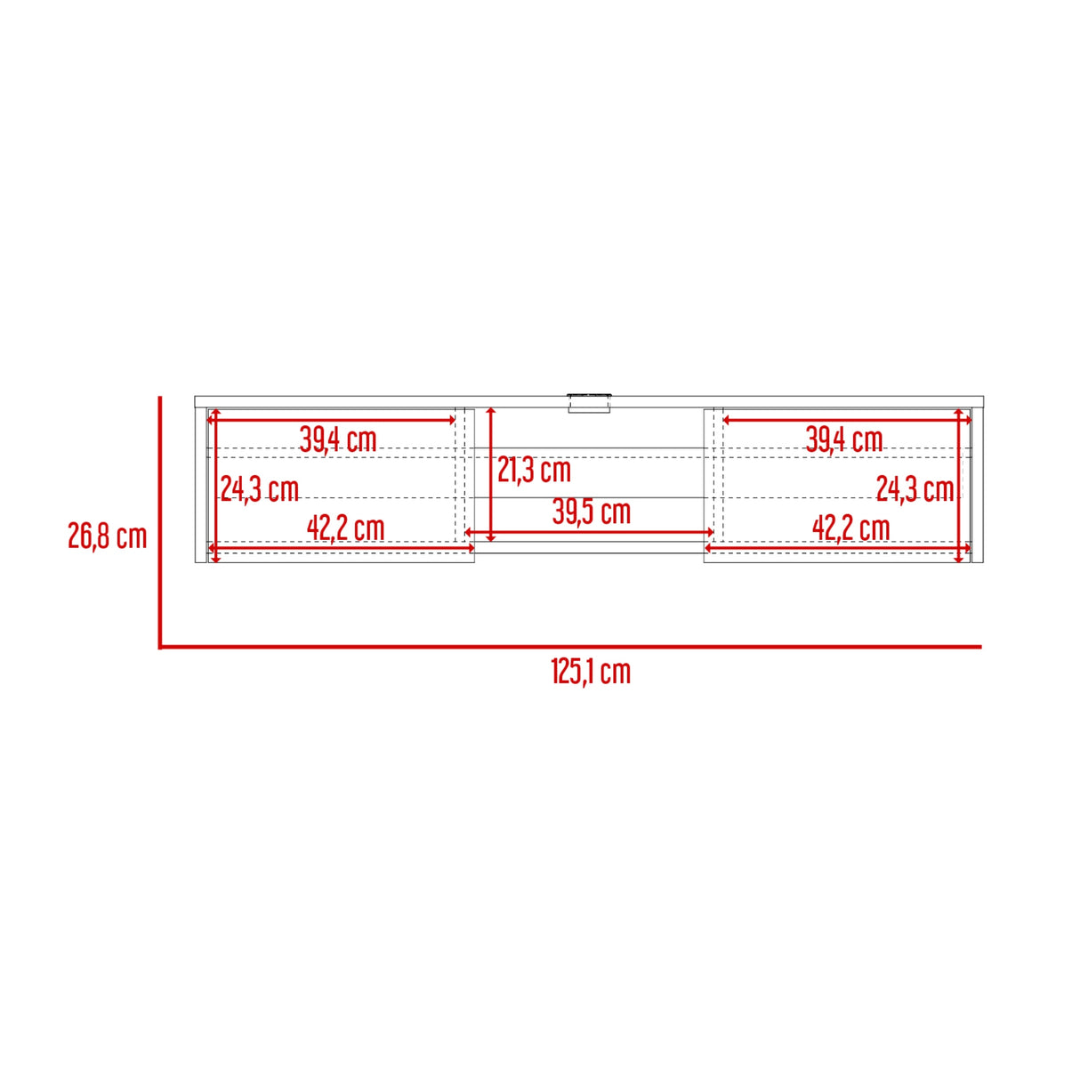 Repisa para TV Glen 125.1x26.8cm Wengue Flotante para TV Más de 85 pulgadas - MUEBLES DE TV | Bylmo