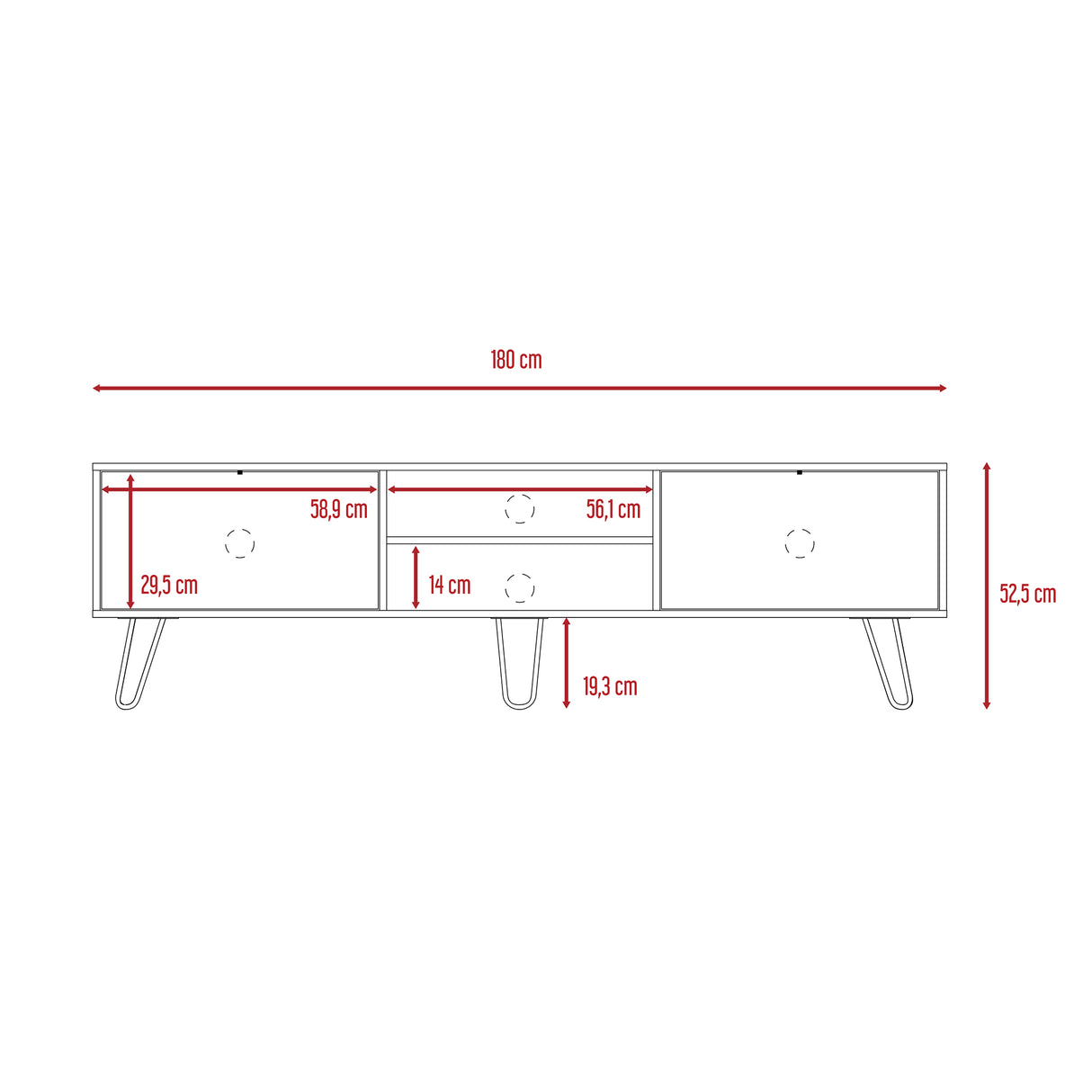 Rack de TV Vassel 180x52.5cm para TV de 80 Pulgadas - Muebles de TV | Bylmo