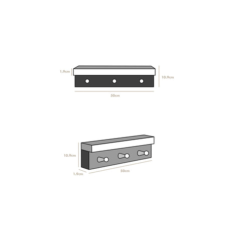 Repisa Perchero Rectangular Rústico Organiza y decora tu espacio 50 cm - Repisas y Percheros | Bylmo