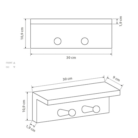Repisa Perchero Rectangular Rústico Orden y Calidez en tus Espacios en Pino Natural 30 cm - Repisas y Percheros | Bylmo