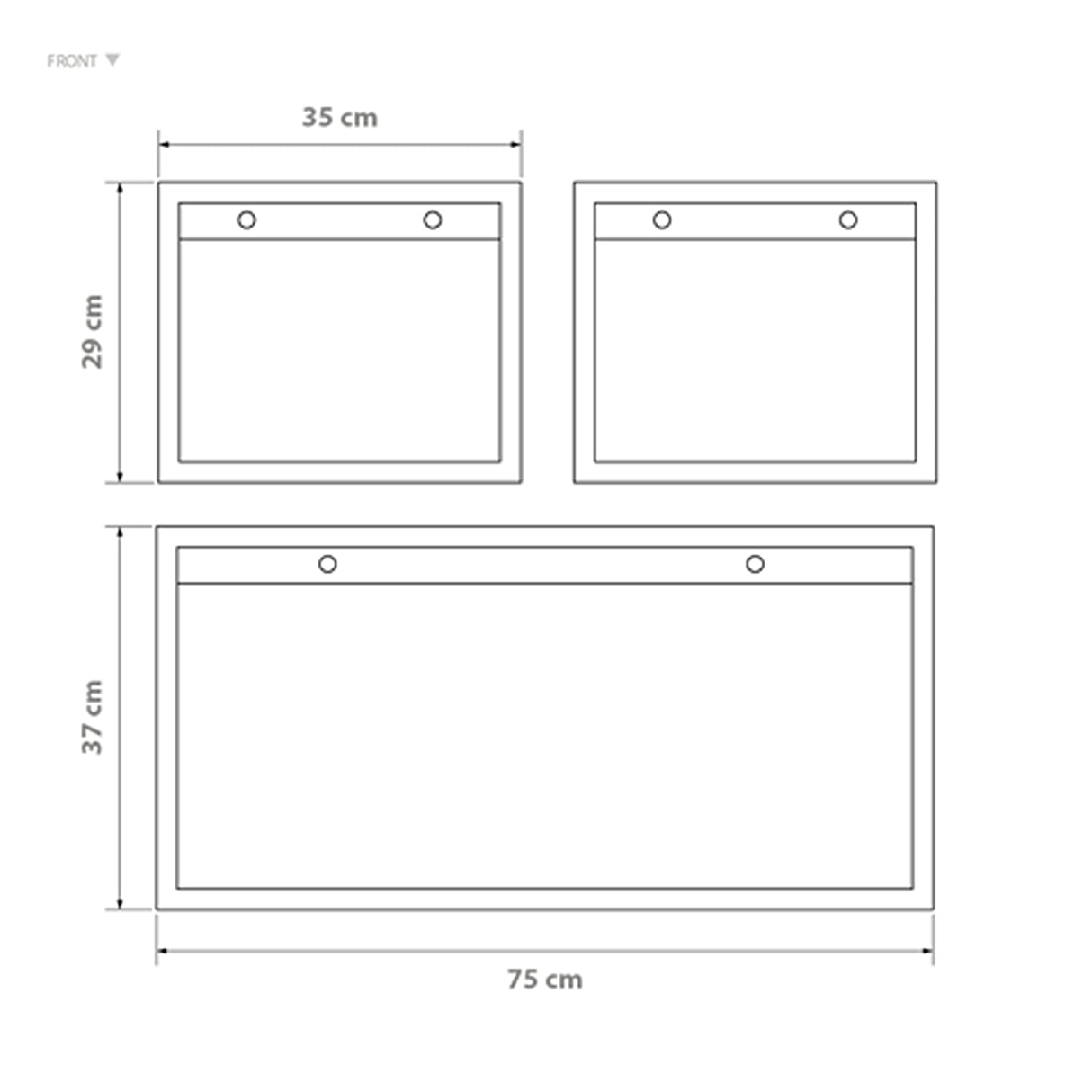 Set Repisas X 3 Rústicas Pino Radiata tipo Cubo rectangular y cuadradas 75 cm y 35 cm - Repisas y Percheros | Bylmo
