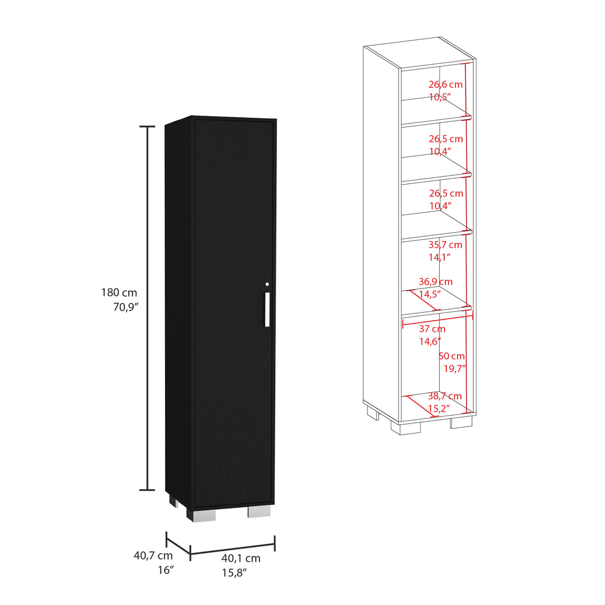 Alacena Basic Wengue 40x180cm 1 Puerta - Alacenas y Muebles Microondas | Bylmo