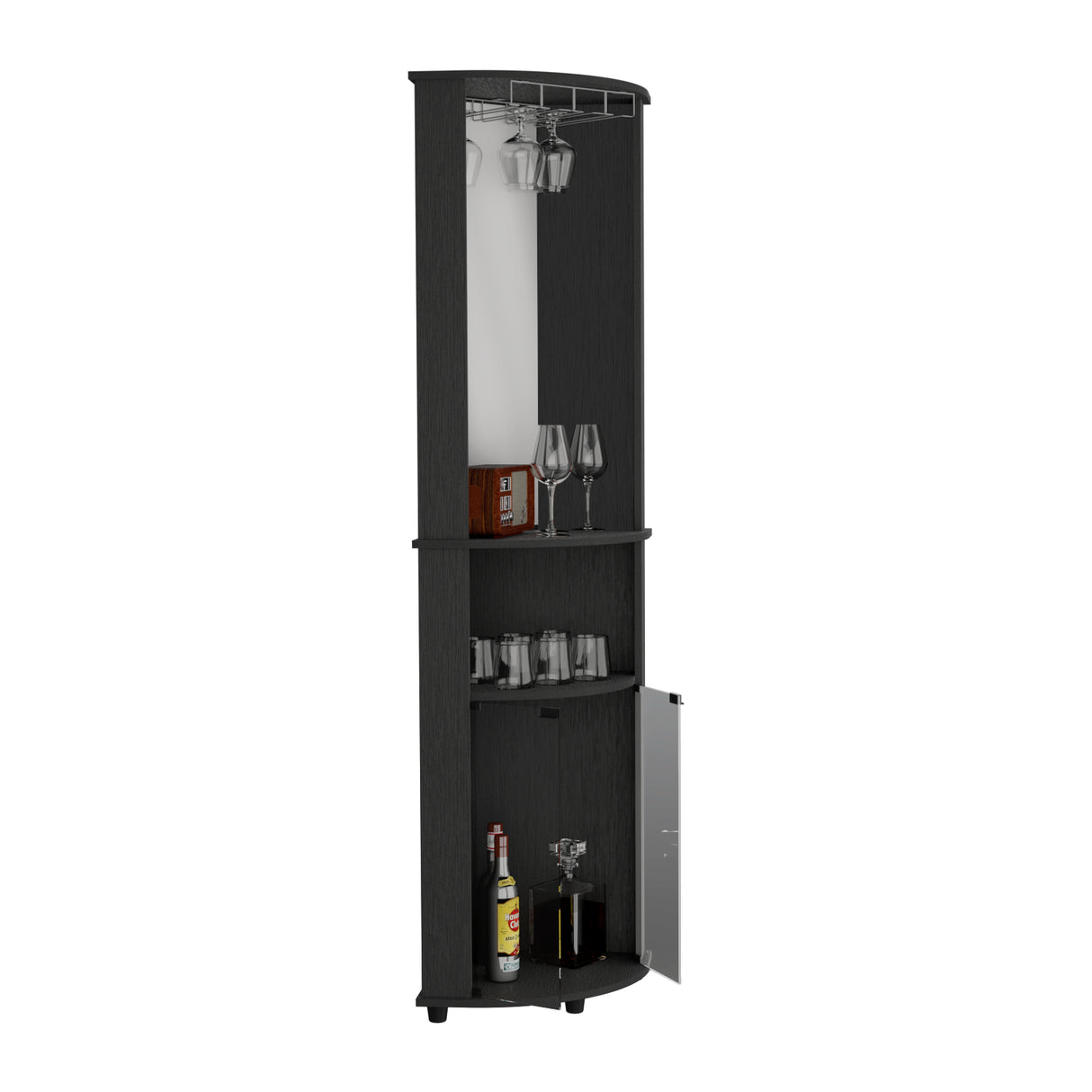 Bar Esquinero Chicago Wengue 45x189.9cm Con Colgador de Copas - Bares | Bylmo
