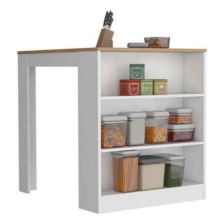 Isla de Cocina Tanna Blanca 3 entrepaños 79x91.3 cm - Barras y Muebles Auxiliares | Bylmo