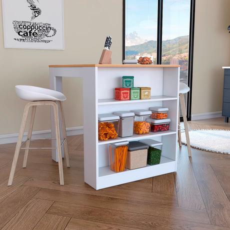 Isla de Cocina Tanna Blanca 3 entrepaños 79x91.3 cm - Barras y Muebles Auxiliares | Bylmo