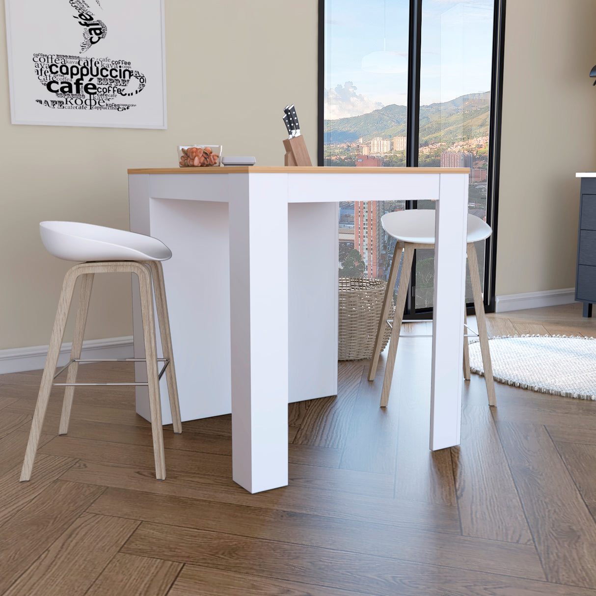 Isla de Cocina Tanna Blanca 3 entrepaños 79x91.3 cm - Barras y Muebles Auxiliares | Bylmo