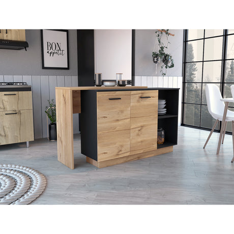 Isla de Cocina Sicilia 150x90cm Wengue con Entrepaños - Barras y Muebles Auxiliares | Bylmo
