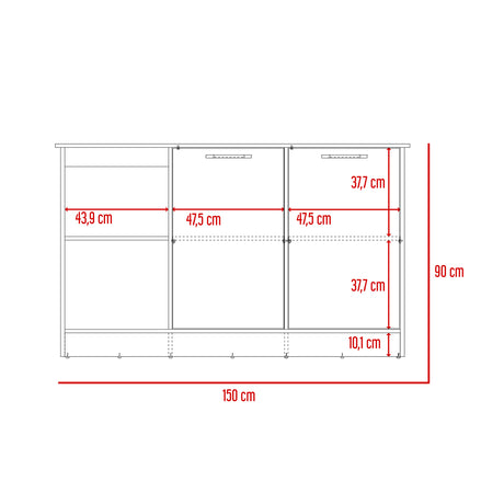 Isla de Cocina Juniper 150x90cm Onix Moderna con Entrepaños - Barras y Muebles Auxiliares | Bylmo