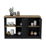 Isla de Cocina Juniper 150x90cm Wengue Moderna con 3 entrepaños - Barras y Muebles Auxiliares | Bylmo
