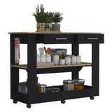 Isla de Cocina Cala 116.8x92.7cm Wengue con Entrepaño y Rodachinas - Barras y Muebles Auxiliares | Bylmo