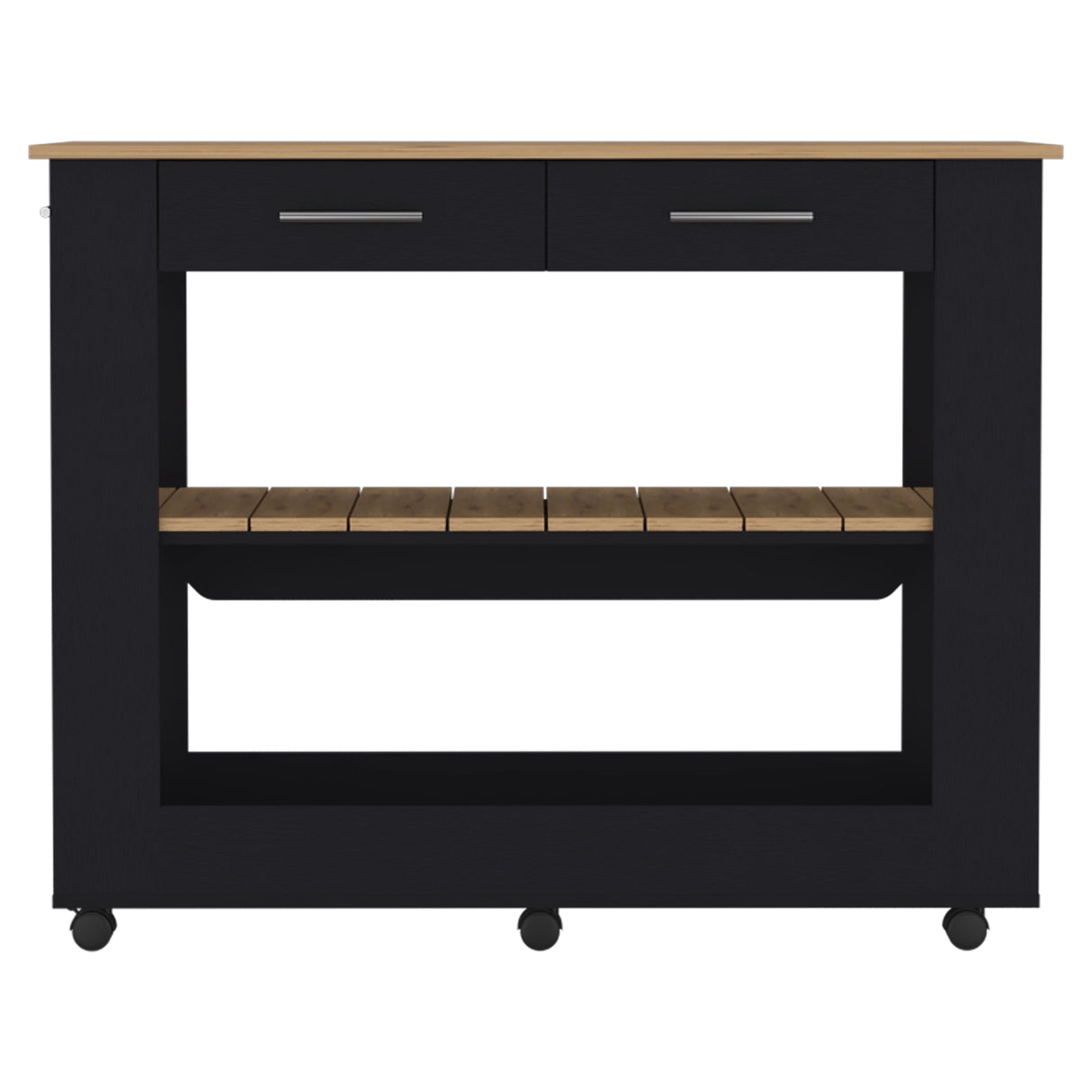Isla de Cocina Cala 116.8x92.7cm Wengue con Entrepaño y Rodachinas - Barras y Muebles Auxiliares | Bylmo