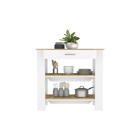 Isla de Cocina Cala Macadamia 101.7x93.4cm con Entrepaños - BARRAS Y MUEBLES AUXILIARES | Bylmo