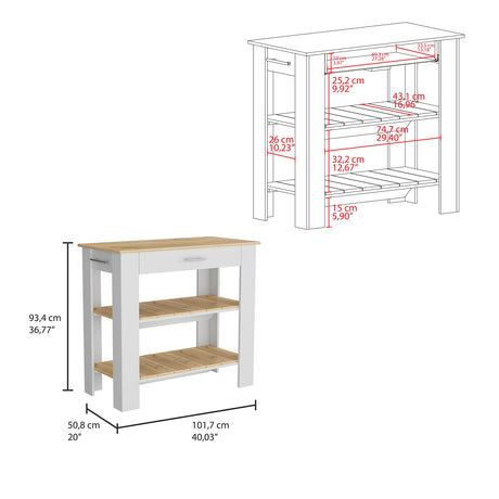 Isla de Cocina Cala Macadamia 101.7x93.4cm con Entrepaños - BARRAS Y MUEBLES AUXILIARES | Bylmo