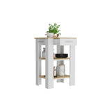 Isla de Cocina Cala 65x93.4cm Blanco con Entrepaños - Barras y Muebles Auxiliares | Bylmo