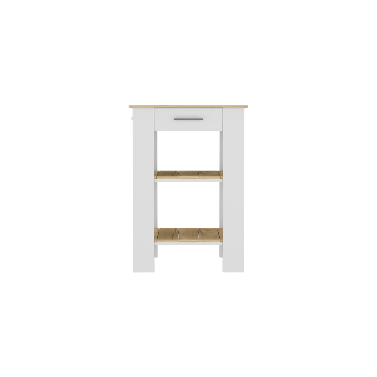 Isla de Cocina Cala 65x93.4cm Blanco con Entrepaños - Barras y Muebles Auxiliares | Bylmo