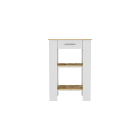Isla de Cocina Cala 65x93.4cm Blanco con Entrepaños - Barras y Muebles Auxiliares | Bylmo