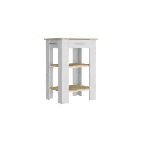 Isla de Cocina Cala 65x93.4cm Blanco con Entrepaños - Barras y Muebles Auxiliares | Bylmo
