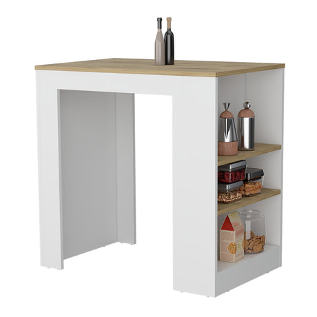 Isla de Cocina Portree Blanco 92x91.3cm con Dos Entrepaños - Barras y Muebles Auxiliares | Bylmo