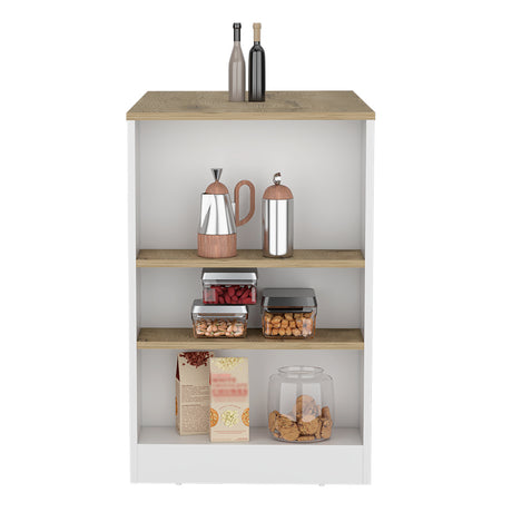Isla de Cocina Portree Blanco 92x91.3cm con Dos Entrepaños - Barras y Muebles Auxiliares | Bylmo