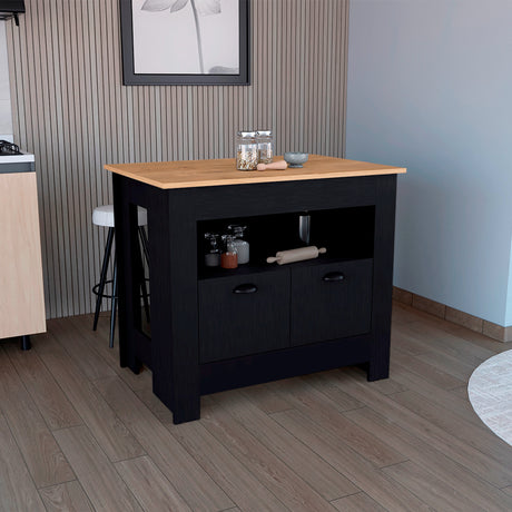 Isla de Cocina Arlet Wengue 103x89.9cm con Amplio Almacenamiento - Barras y Muebles Auxiliares | Bylmo