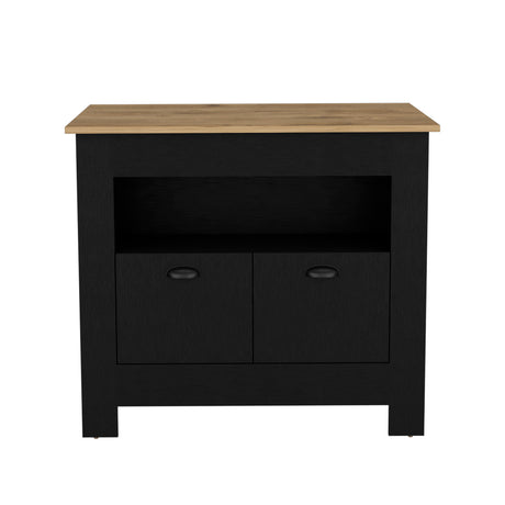 Isla de Cocina Arlet Wengue 103x89.9cm con Amplio Almacenamiento - Barras y Muebles Auxiliares | Bylmo