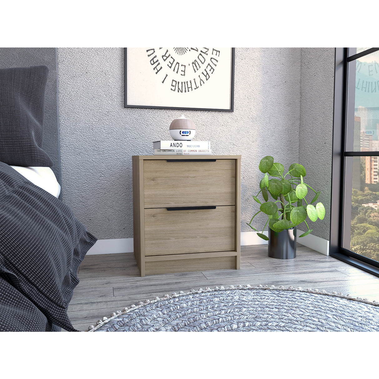 Mesa de Noche Kaia Rovere 41x48cm con Dos Cajones - Mesas de Noche | Bylmo