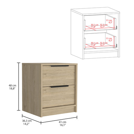 Mesa de Noche Kaia Rovere 41x48cm con Dos Cajones - Mesas de Noche | Bylmo