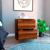 Mesa de Noche Kaia Caramelo 41x48cm con Dos Cajones - Mesas de Noche | Bylmo