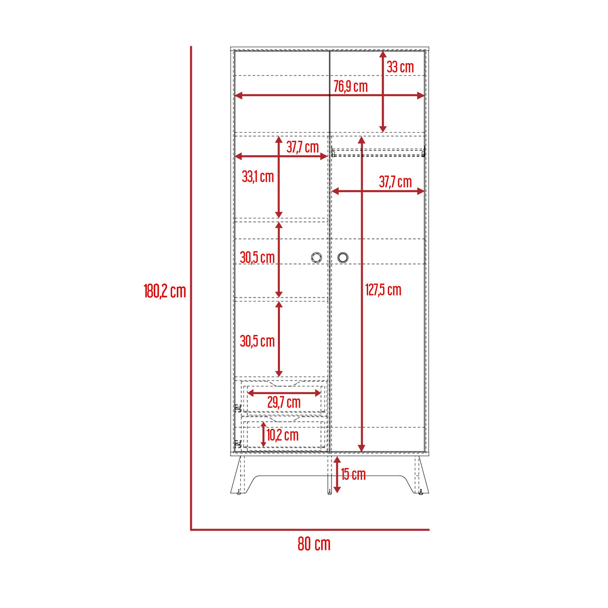 Closet Bi Color Duna 80x180.2cm con Dos Cajones - Closets | Bylmo