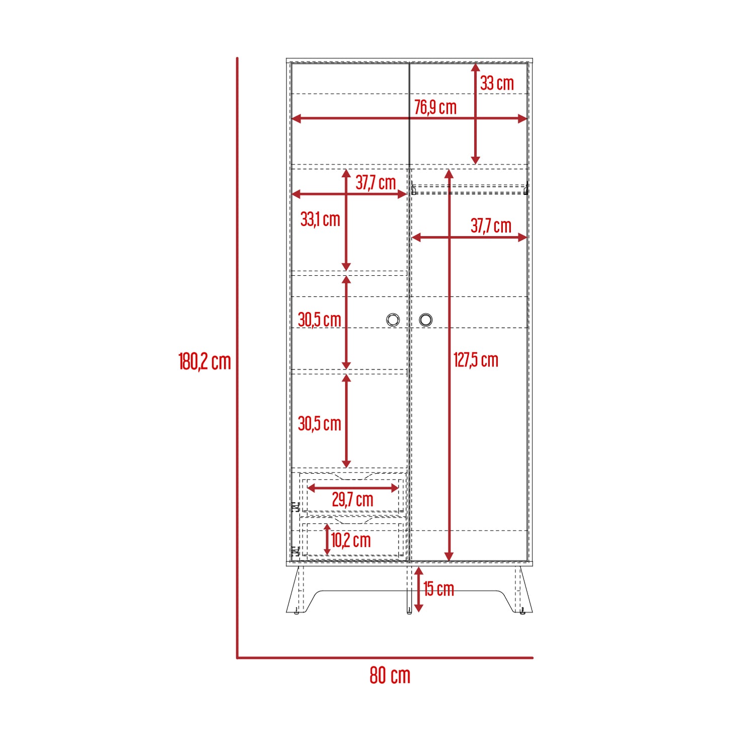 Closet Bi Color Duna 80x180.2cm con Dos Cajones - Closets | Bylmo